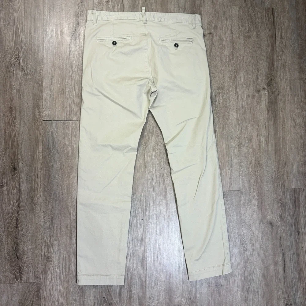 Dsquared2 Low Rise Slim Fit Cotton Blend Chinos Size 48 34x30 Tan Beige